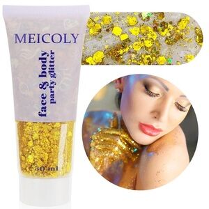 Gold Face & Body Glitter festival rave edc chunky gold glitter 50 ml
